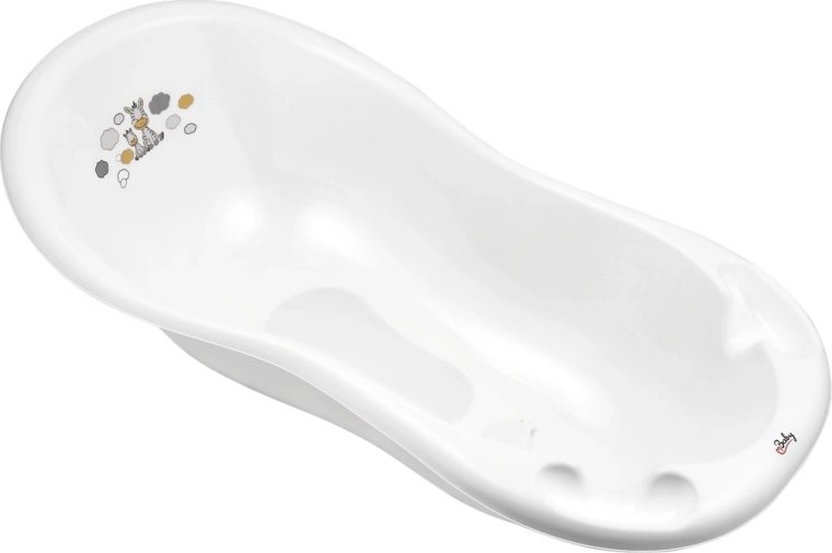 Maltex Babybadewanne Zebra 100 cm mit Ablaufstöpsel und Anti-Rutsch-Einlage, weiß