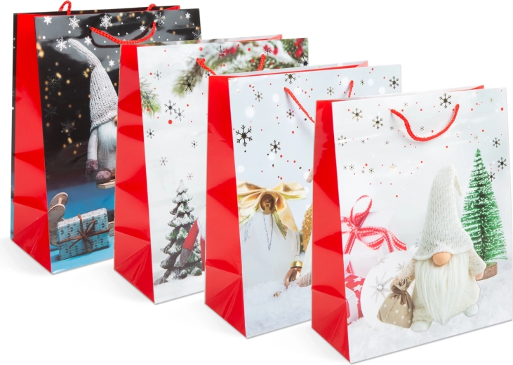 Weihnachtliche Geschenktüte aus Papier für eine Flasche - 1 Stück