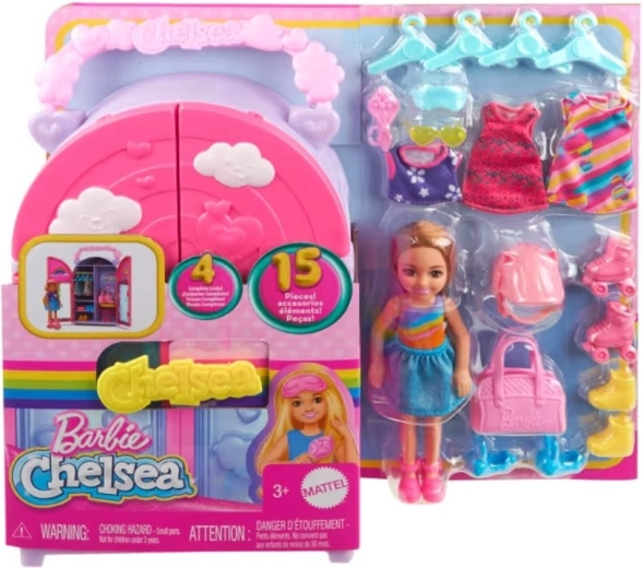 Barbie Chelsea Kleiderschrank – Puppe und 15 Accessoires