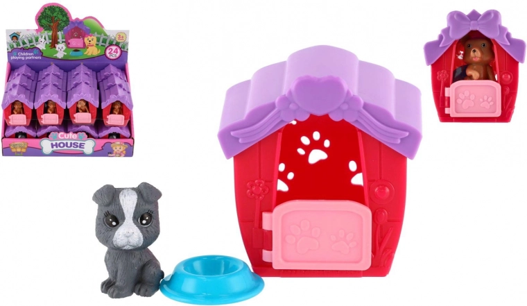 Plastik-Häuschen für ein Welpen mit Futternapf, 6 × 7 cm