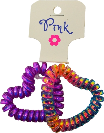 PINK Haargummis in Herzform, regenbogenfarben und violett (2 Stk.)