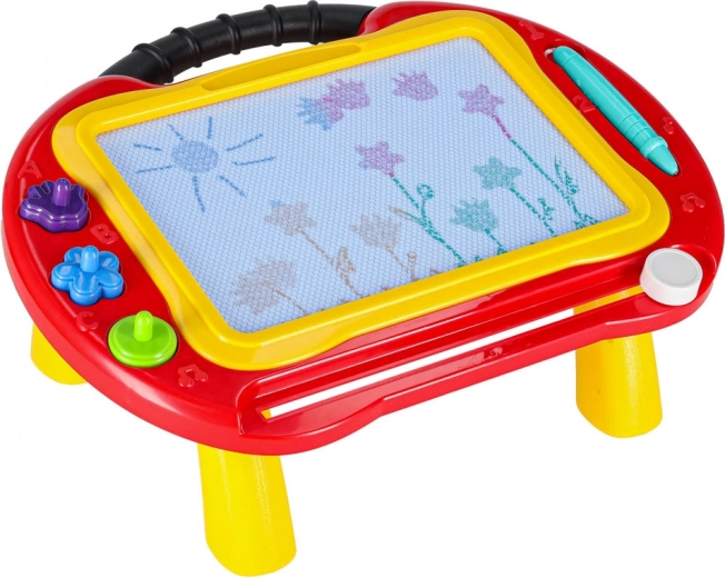 2-in-1: stabiler Tisch und tragbare Tafel