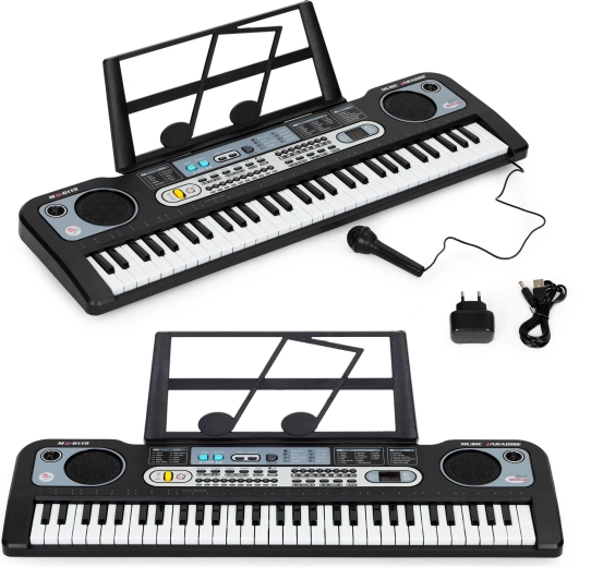 Großes elektronisches Kinder-Keyboard mit Mikrofon und Stromversorgung, 61 Tasten