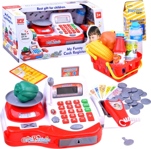 Kinderkasse mit Scanner und Waage, Korb und Zubehör
