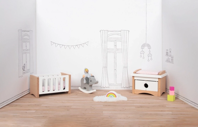 Möbelset für das Kinderzimmer im goki-Puppenhaus