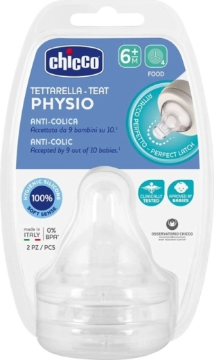 Chicco Sauger für Brei für Flaschen Perfect 5 und Well-Being, Silikon, 6m+, 2 Stk.