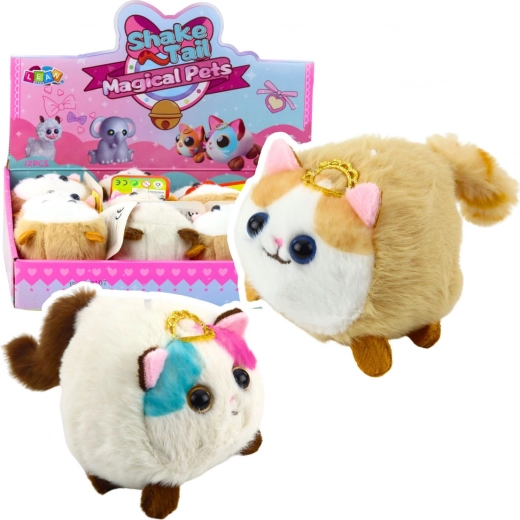 Plüschkater mit drehendem Schwanz, braun-weiß