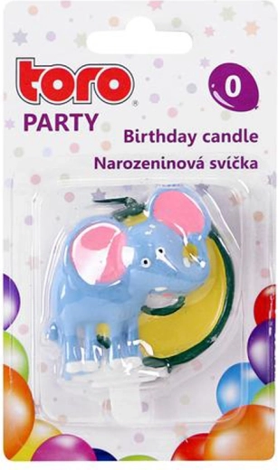 Tortenkerze Zahl 0 mit Elefant TORO 5 cm