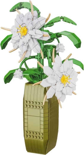 Bausatz weiße Blumen im Blumentopf, 571 Teile