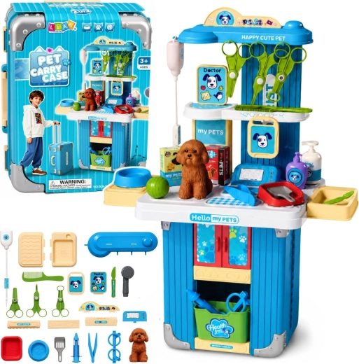 Tierarztkoffer mit Hündchen und Pflegezubehör – 1 Stück