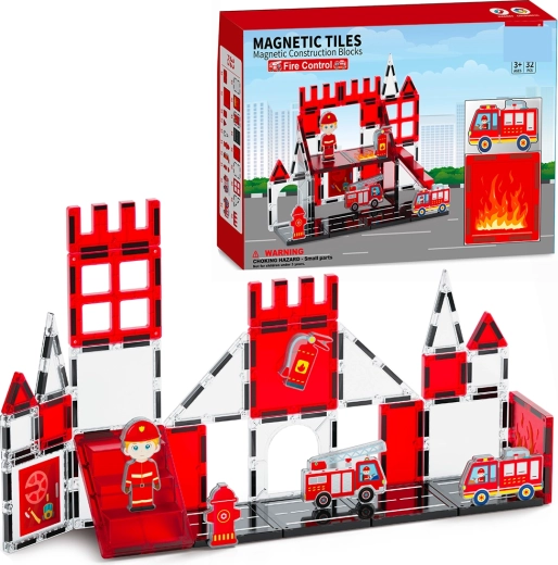 Magnetisches Konstruktionsset Feuerwehr 32 Stk.