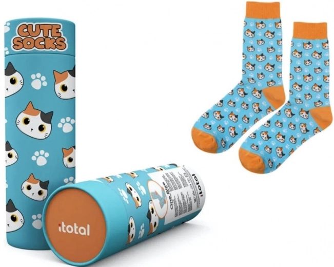 Baumwollsocken mit blauem Kätzchen