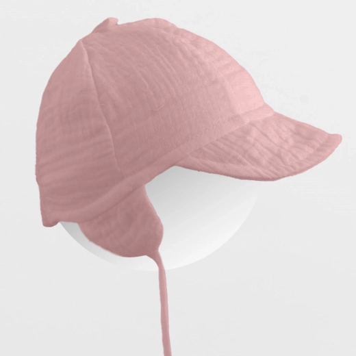 Sommerliche Musselin-Babymütze mit Schirm New Baby, rosa (56/62)