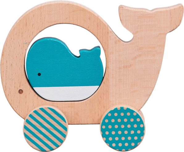 Holz-Schiebespielzeug Wal mit Jungtier PETIT COLLAGE