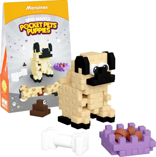 Konstruktionsspielset Mini Waffle Pocket Pets – Mops-Welpe von Marioinex