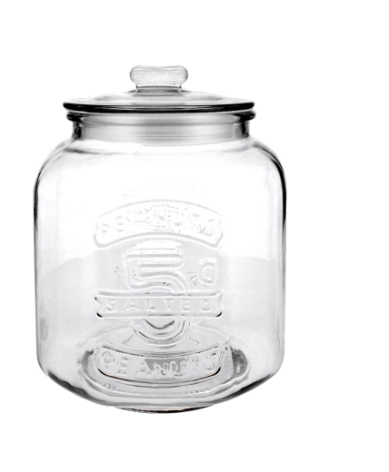 Glasdose 3,4 l mit Glasdeckel und Aufschrift
