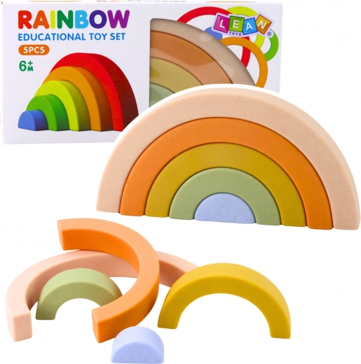Regenbogen für Kleinkinder – gummierte pastellfarbene Bausteine, 5 Stk.