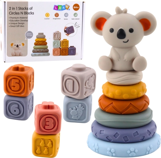 Sensorischer Turm und weiche Silikonbausteine Koala, 13 Teile