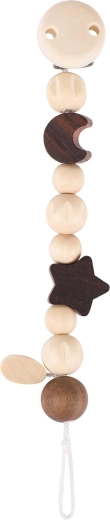 Goki Schnullerkette mit Mond- und Sternmotiv, natur - 1 Stück