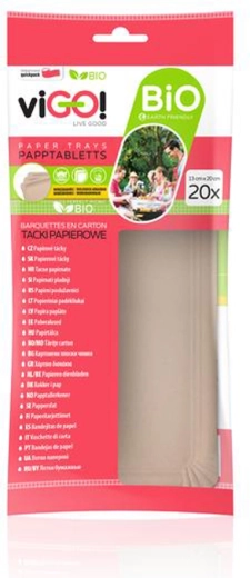 Bio-Pappteller VIGO braun 13 × 20 cm, 20 Stk.
