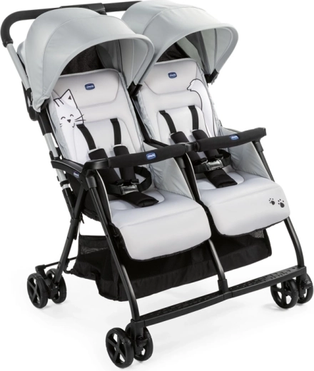 Chicco Ohlala Twin – Sportwagen für Zwillinge Silver Cat