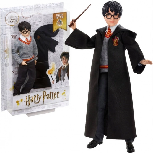 harry potter – puppe aus hogwarts mit zauberstab und umhang