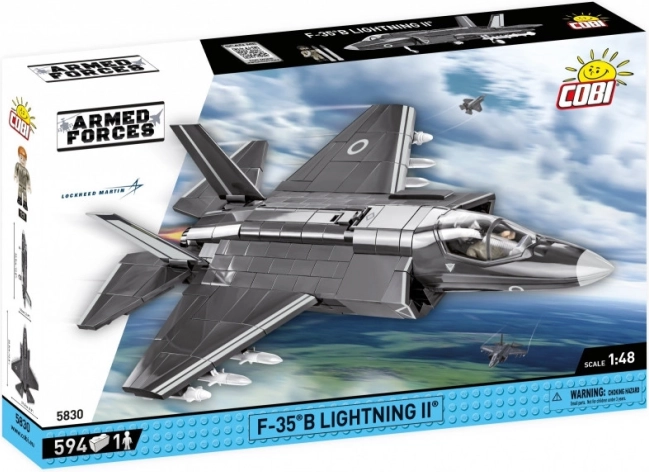 Modell des Kampfjets F-35B Lightning II aus Bausteinen