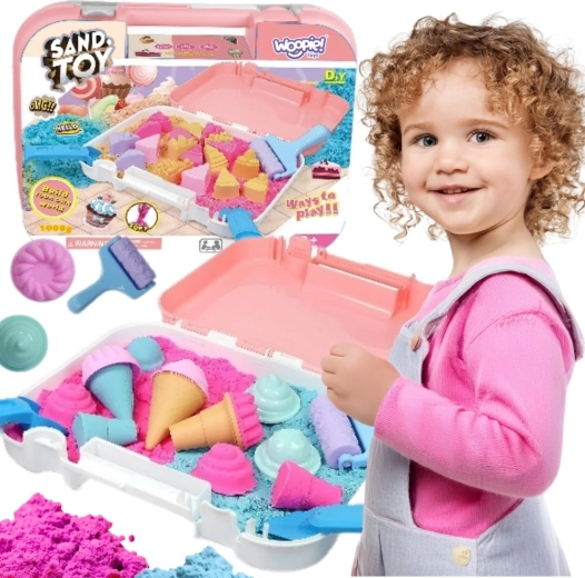 Woopie kinetischer Sand Eisdiele im Koffer 1 kg + Zubehör