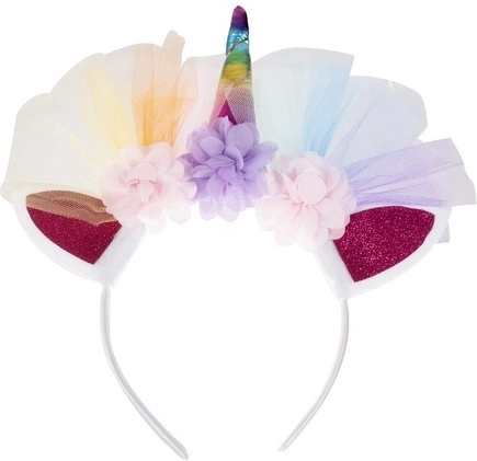 Haarreif mit Horn, Ohren und Blumen