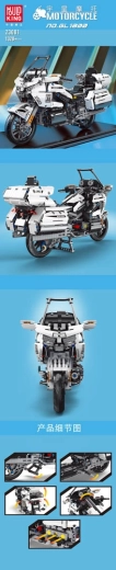 Bausatz weißes Motorrad mit 1328 Teilen