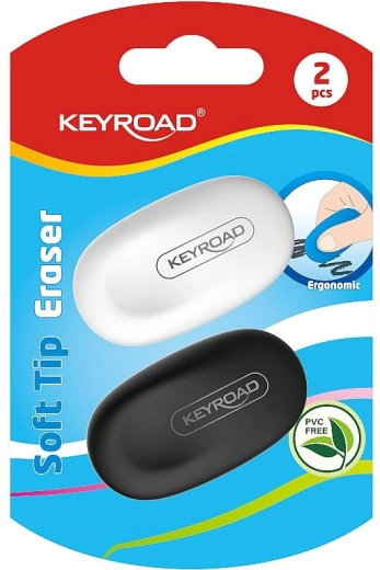 Weiches Radiergummi KEYROAD, ergonomisch, 2 Stk.