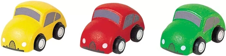 PlanToys Holzautos für Autorennbahn und Eisenbahnstrecke (3 Stk.)
