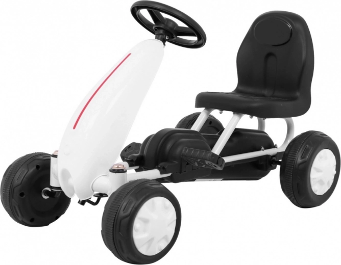 Kinder-Tret-Gokart mit Kettenantrieb und Gummirädern – Weiß