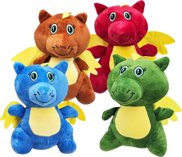 Bunter Plüsch-Drache 19 cm