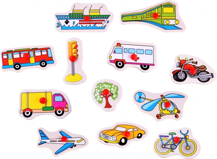 12 Steckteile mit Verkehrs-Motiv