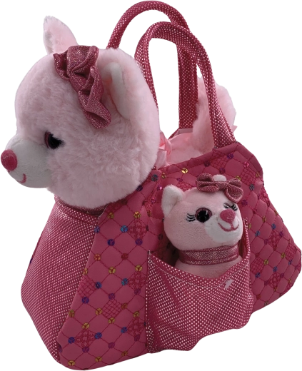 Plüsch-Tasche mit Katze und Kätzchen