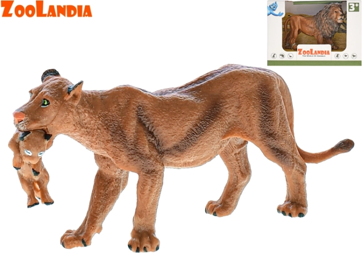 Kunststofffigur Löwe oder Löwin mit Jungtier ZOOLANDIA 13 cm