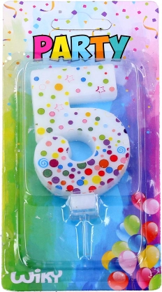 Party-Kerze Zahl 5 mit Punkten