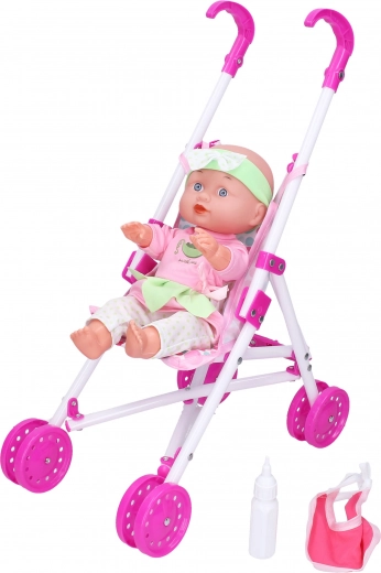 Baby mit Kinderwagen und Zubehör