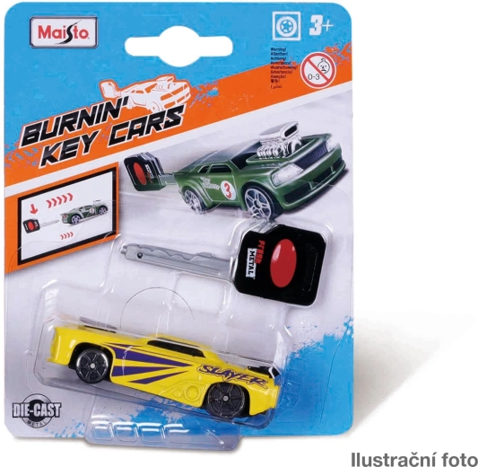 Maisto Burnin' Key Cars Metallauto mit Startschlüssel 8 cm (1:64) – 1 Stück