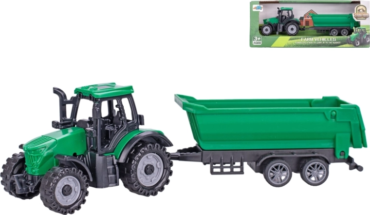 Plastiktraktor mit Anhänger 18 cm