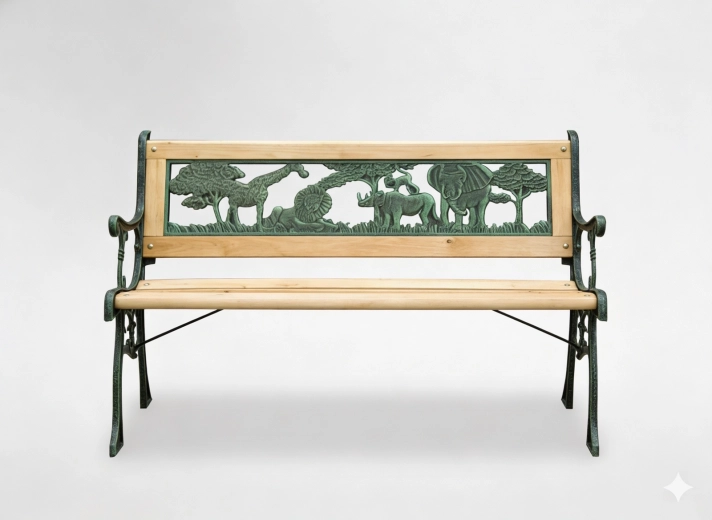 Gartenbank für Kinder 82 × 39 × 50 cm aus Holz und Gusseisen