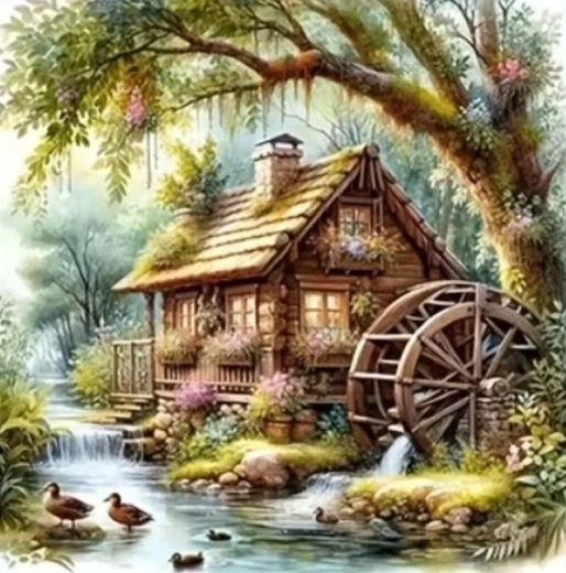 Norimpex Malen nach Zahlen Mühle am Fluss mit Enten 40 × 50 cm
