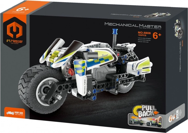 Konstruktionsset iM.Master Polizeimotorrad mit Rückziehantrieb, 193 Teile