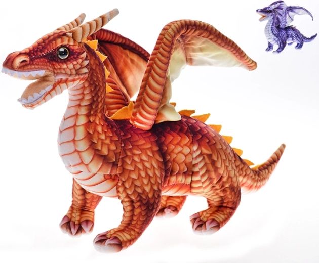 Plüschdrache 42 cm – stehend, orange oder lila