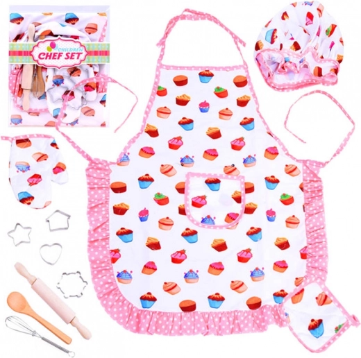 Kinder-Backset mit rosa Schürze und Ausstechformen