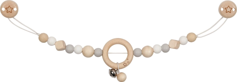 Goki Kinderwagenkette Stern grau mit Clips – 1 Stück