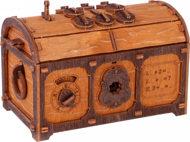 Escape Room Schatztruhe Holziges 3D-Puzzle