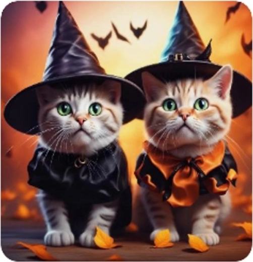 Diamantmalerei Katzen-Halloween 30 × 40 cm