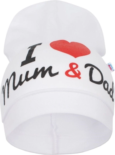 Baby-Mütze New Baby I Love Mum and Dad weiß 3–9 Monate